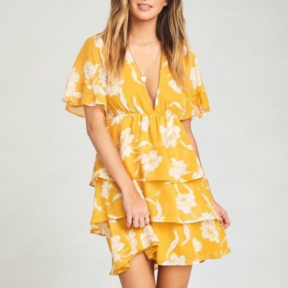 Show Me Your MuMu Dulce Mini Dress Yellow Floral L